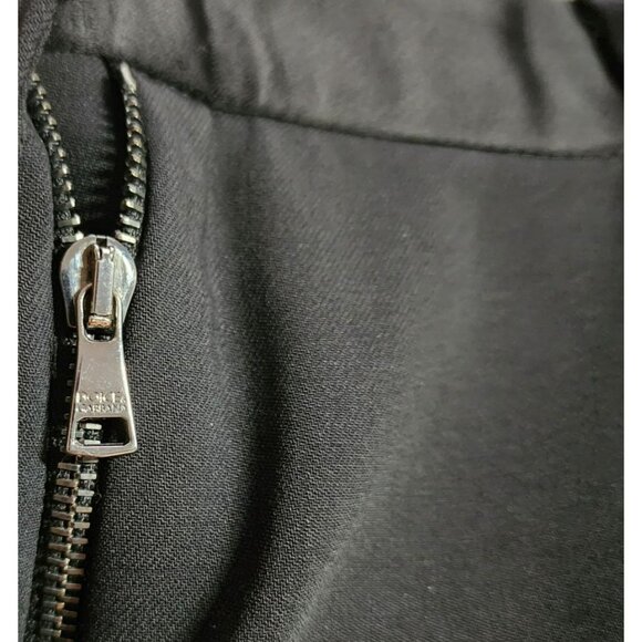 Dolce & Gabbana Pants US2-4|IT38 Black Tuxedo Wool Blend Stripe Straight Leg - Picture 5 of 8